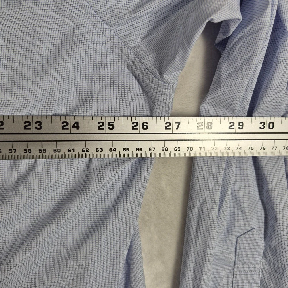 Poncho Long Sleeve Shirt Men's 2XL XXL Blue Check Pearl Snap Regular Fit Comfort - Picture 2 of 9
